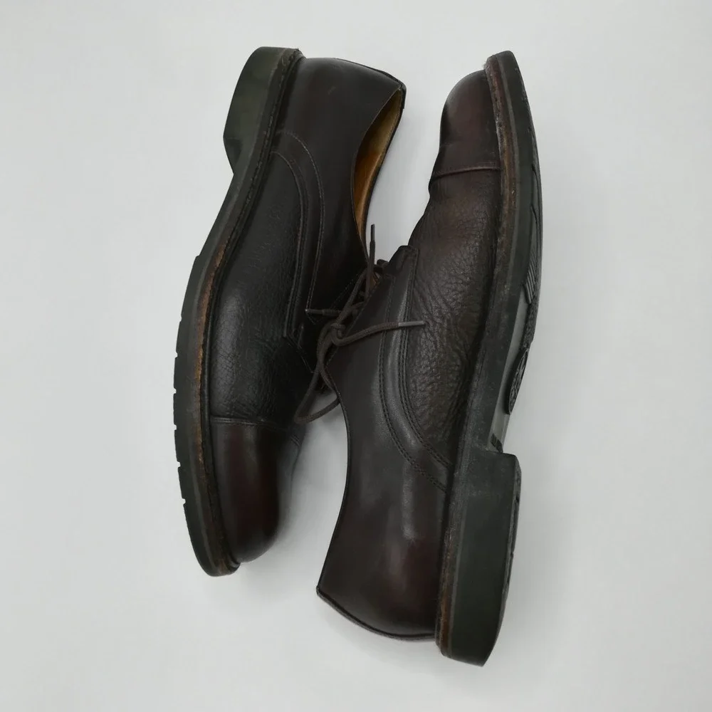 Mephisto Shoes Mens Oxford Melchior Cap Toe Brown Pebble Grain Leather 11